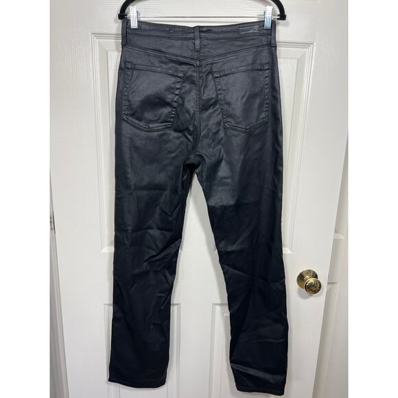 AG Adriano Goldschmied Alexxis Vintage Straight Black Leatherette Sateen Jean - Picture 5 of 10